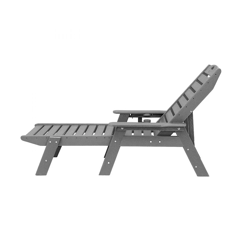 Slickblue Outdoor Chaise Lounge Chair with 6-Position Adjustable Reclining Bench