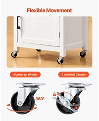 Slickblue Kitchen Island Cart with Rolling Storage Table and Single Door Cabinet