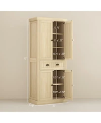 Slickblue Stylish Wooden Kitchen Storage Cabinet with Adjustable Shelves for Pantry Organization