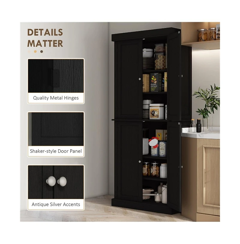 Slickblue Robust Kitchen Storage Cabinet with Doors and Adjustable Shelves for Organized Pantry