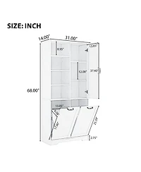 Bathroom Storage Cabinet with Doors Drawers Tilt-Out Laundry Hamper and Adjustable Shelves