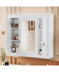 Slickblue Wall Mounted Medicine Cabinet with Mirrored Door and 4 Shelves for Bathroom Storage