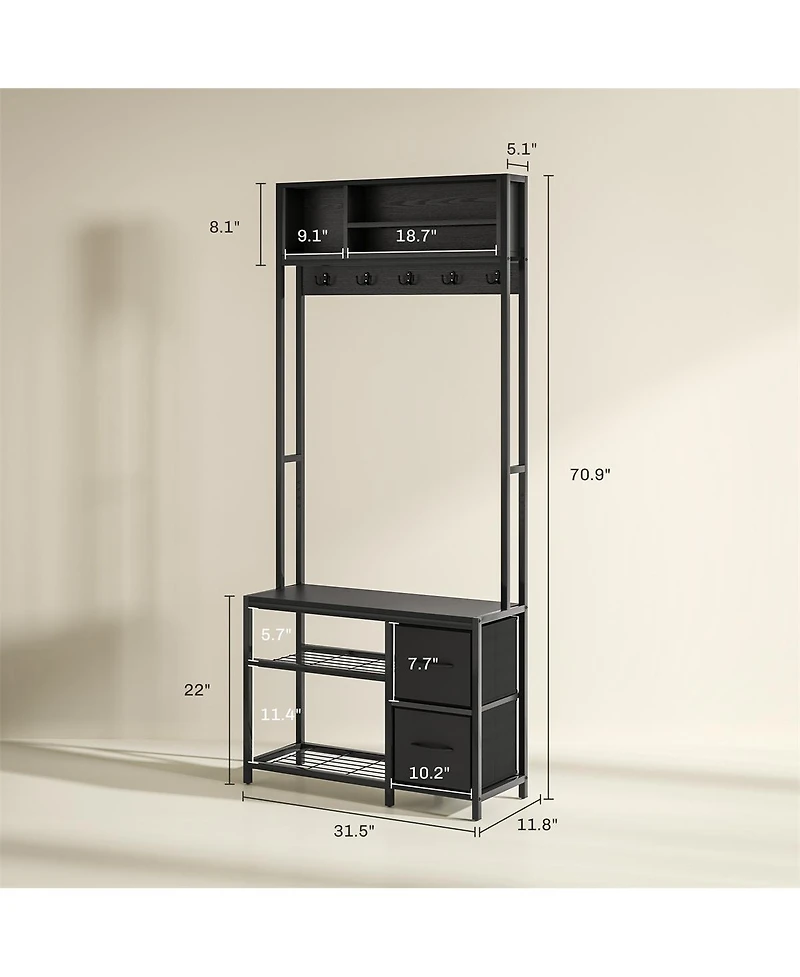 Slickblue Shoe Storage Cabinet and Hall Tree Combo for Organized Entryway Shoes