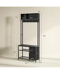 Slickblue Shoe Storage Cabinet and Hall Tree Combo for Organized Entryway Shoes