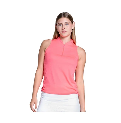 Lucky In Love On Par Zip Womens Sleeveless Golf Top