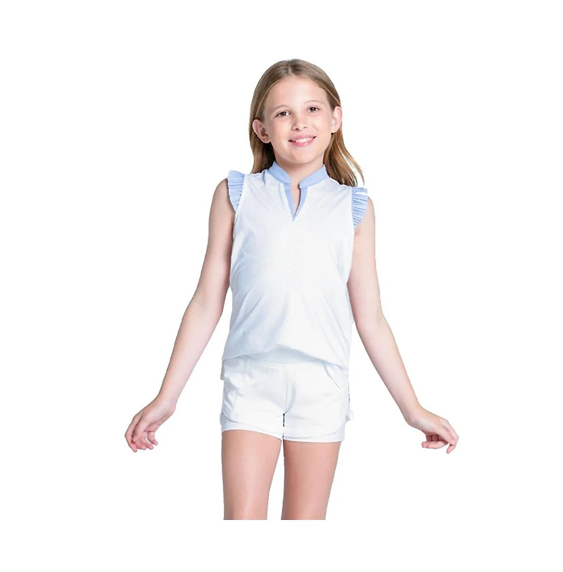 Lucky In Love Girls Lovely Pleat Sleeveless Golf Polo