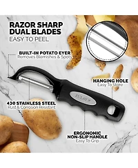Swivel Vegetable Peeler with Razor Sharp Stainless Steel Blades and Blemish Remover