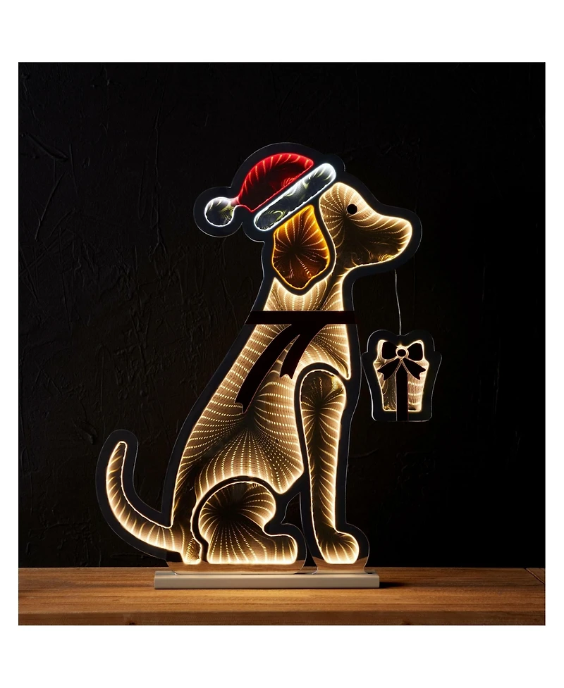 Santa Dog Infinity Light Display 31.25"h