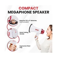 Compact Megaphone Speaker, Battery Operated, Siren Alarm Mode, Volume Control