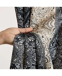 Hlc.me William Boho Damask Striped Patterned Window Back Tab Rod Pocket Curtains Bedroom - Light Blocking Darkening Window Panels