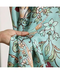 Hlc.me Florence Floral & Birds Patterned Window Back Tab Rod Pocket Curtains Bedroom - Light Blocking Darkening Window Panels