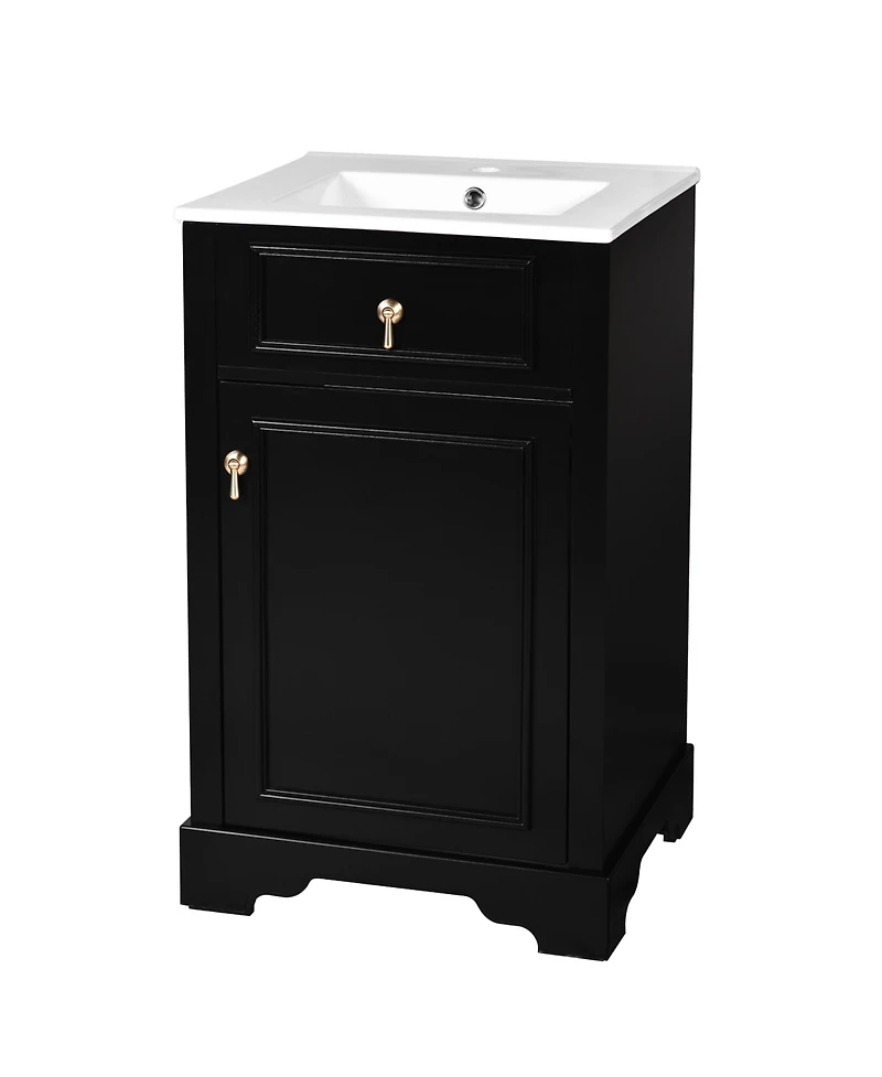 Casainc 20" Bathroom Vanity with Ceramic Sink, Soft-Close Door, Adjustable Shelf and Door-Mounted Storage Rack