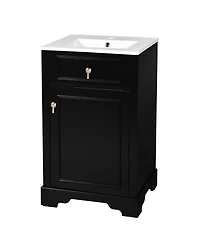 Casainc 20" Bathroom Vanity with Ceramic Sink, Soft-Close Door, Adjustable Shelf and Door-Mounted Storage Rack