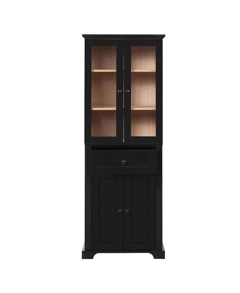 Casainc 67.2" Tall Bathroom Storage Cabinet with Tempered Glass Doors, Adjustable Shelves, Drawer and Soft-Close Designn