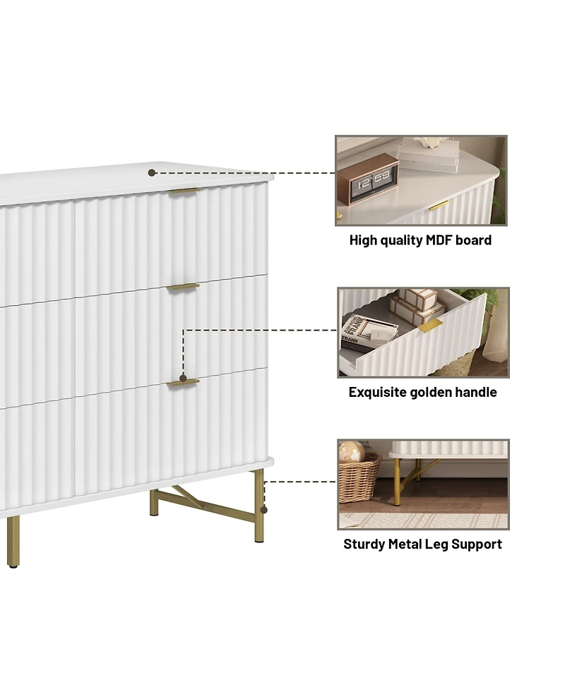 6-Drawer Dresser Chest with Metal Base