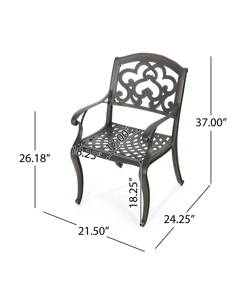 Austin Cast Aluminum Dining Chairs Set of 2 Rust-Resistant Patio Seating