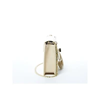 Susu Off White Mini Crossbody Bag Cream Leather Wristlet Clutch Purse for Women with Chain Strap