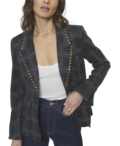 Central Park West Women's Jay Plaid Studded Jacket