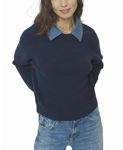 Central Park West Women's Dash Denim Collar Pullover