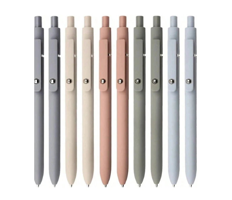 Htutwoo Gel Pens 10 Pcs 0.5mm Black Ink Pens Fine Point Smooth Writing Pens With Silicone Grip High-End Series Metal Clip Retractable Pens For Journal