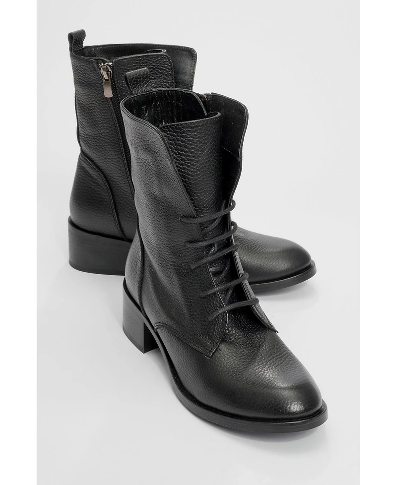 Forever & Always Shoes Lana Leather Block Heel Boot (Women)