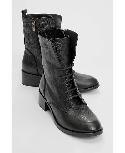 Forever & Always Shoes Lana Leather Block Heel Boot (Women)