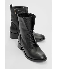 Forever & Always Shoes Lana Leather Block Heel Boot (Women)