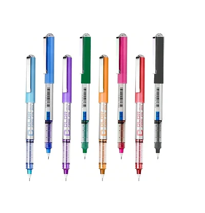 Htutwoo Rollerball Pens 0.5mm, 8 Assorted Colors Extra Fine Point Pen Quick Dry, Liquid Ink Pens Fine Point Smooth Writing Pen For Journaling, Note Ta
