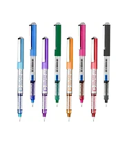 Htutwoo Rollerball Pens 0.5mm, 8 Assorted Colors Extra Fine Point Pen Quick Dry, Liquid Ink Pens Fine Point Smooth Writing Pen For Journaling, Note Ta