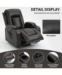 Clihome Infinite Position Up to 350 Lbs Power Lift Recliner Chair for Elderly Heavy Duty Motion Mechanism with 8 Point Vibration Massage and Lumbar He