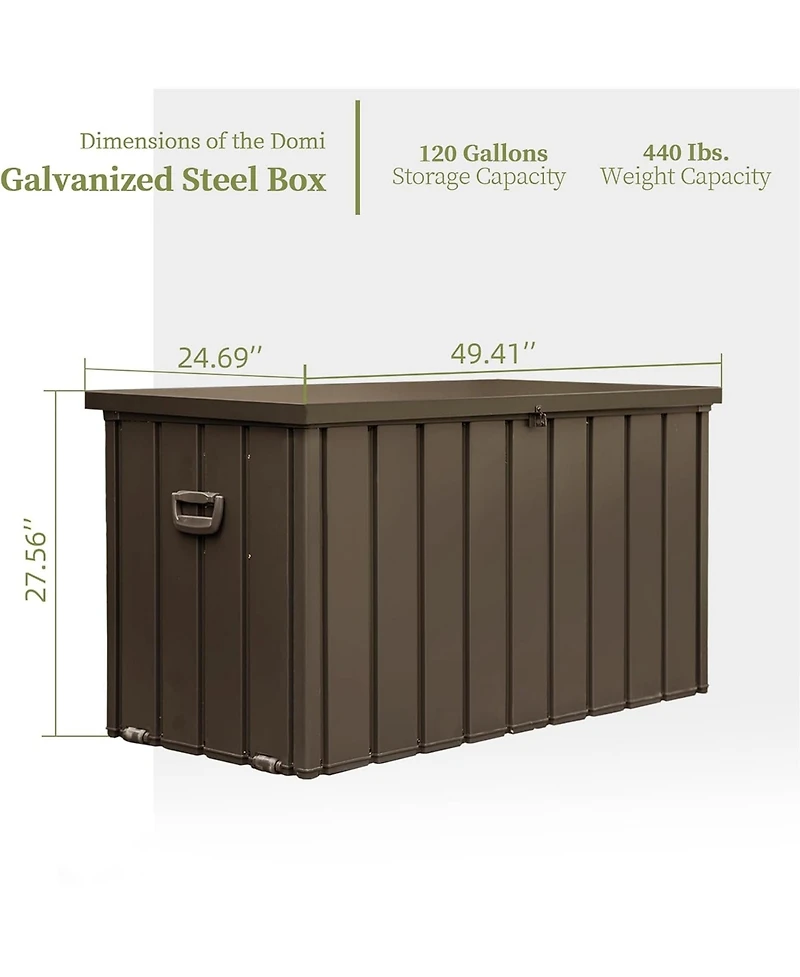 Clihome 120-Gallon Dark Brown Metal Deck Box