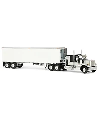First Gear Dcp 1/64 Black Gmc General with 60in Flattop Sleeper & 40ft Vintage Reefer Trailer 60-1923