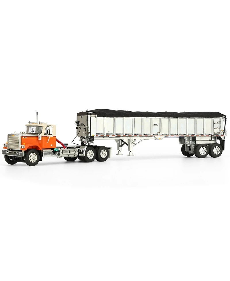 First Gear Dcp 1/64 Orange Chevrolet Bison Day Cab with East End Dump Trailer 60-1925