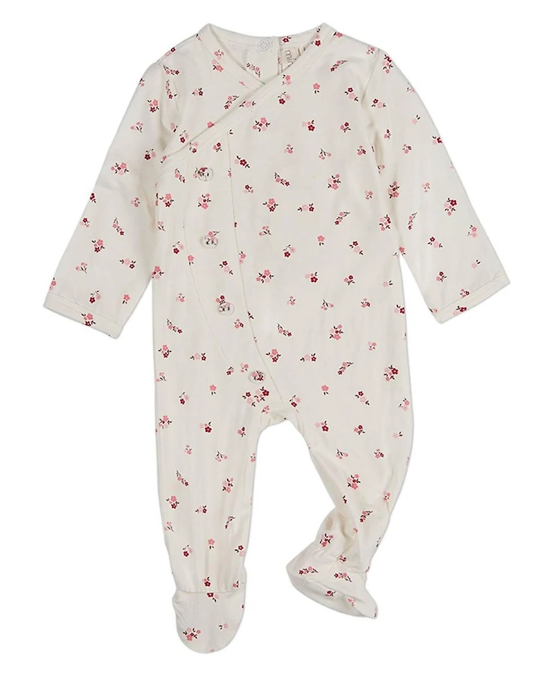 MeMoi Baby Girls "Blissful Blossoms" Crossover Neckline Footie