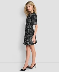 Dkny Women's Abstract Print Zip Front Mini Dress