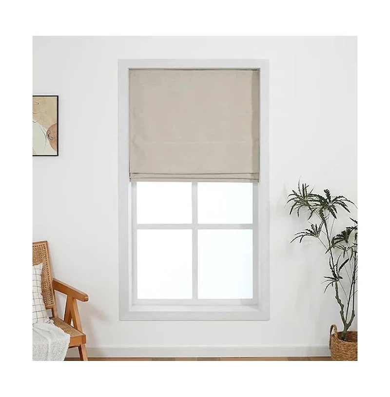 Shadisfy Cordless Chenille Velvet Blackout Roman Shade 36x64" Slate Blue