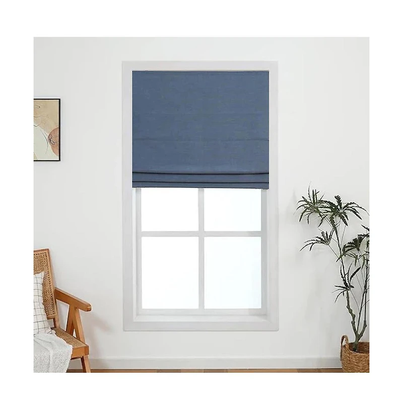 Shadisfy Cordless Chenille Velvet Blackout Roman Shade 27x64" Slate Blue