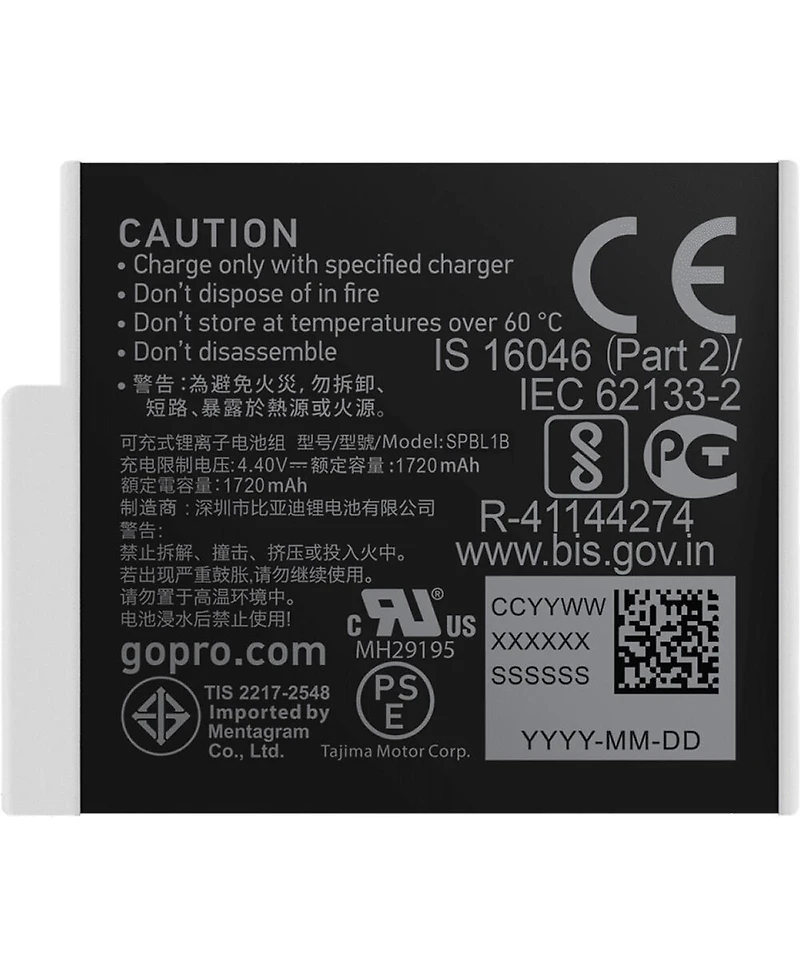 GoPro Enduro 1720mAh Rechargeable Lithium-Ion Battery for HERO12/11/10/9 Black Camera