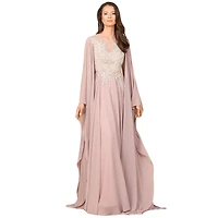Lara Chiffon A - line Long Gown with Cape Sleeves