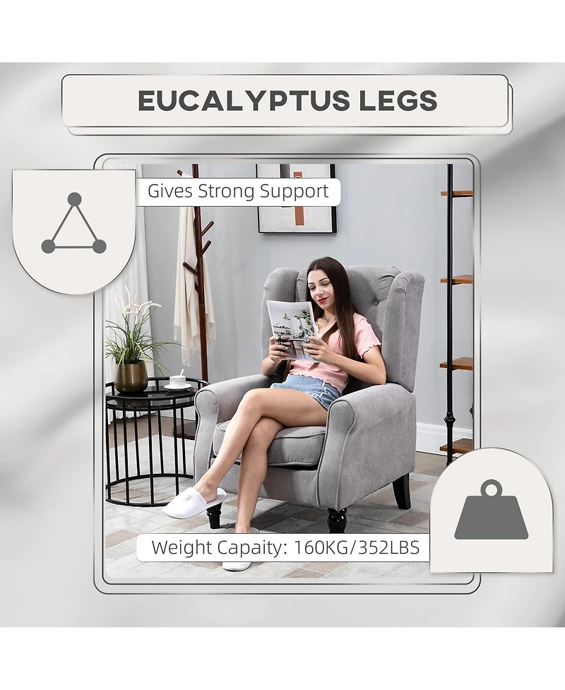 Homcom Button-Tufted Accent Chair with High Wingback, Rounded Cushioned Armrests