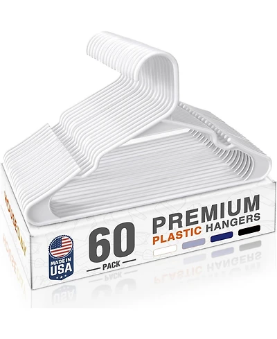 Heavy Duty Plastic Notched Hangers White 60 Pack