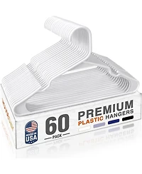 Heavy Duty Plastic Notched Hangers White 60 Pack