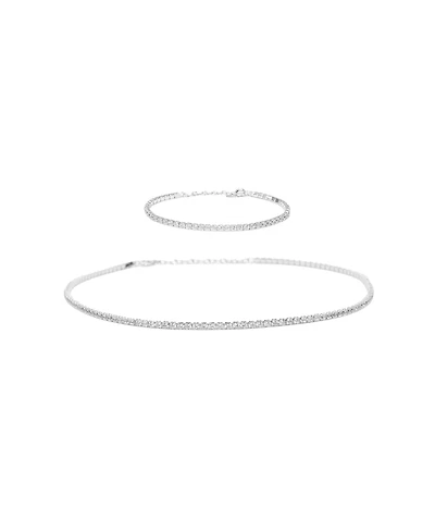 Sterling Silver 18k Gold Plated Cherie Tennis Necklace & Bracelet Set