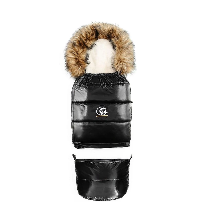 Cover Baby Baby Cover 0-3 Years Organic Premium Beige Wool Adjustable Footmuff in Satin Black