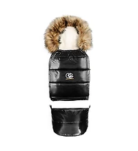 Cover Baby Baby Cover 0-3 Years Organic Premium Beige Wool Adjustable Footmuff in Satin Black
