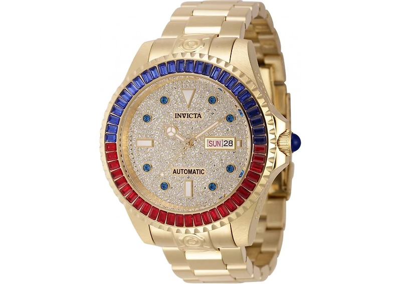 Invicta Men's 46636 Pro Diver Automatic 3 Hand Gold, Pave Dial Watch