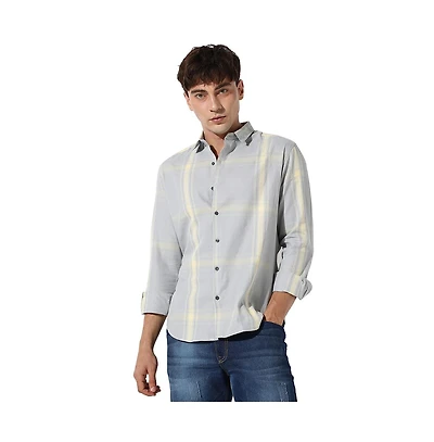 Campus Sutra Men's Plaid Button Up Shirt