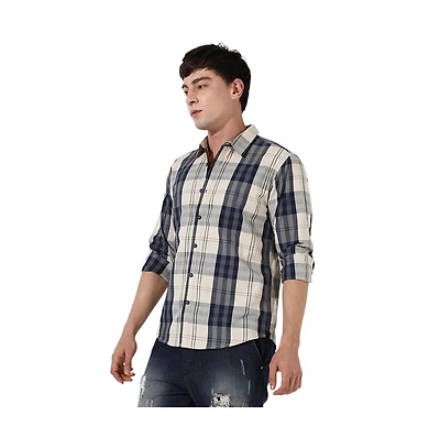 Campus Sutra Men's Plaid Button Up Shirt