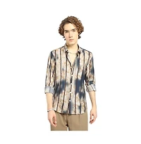 Campus Sutra Men's Tie-Dye Striped Shirt