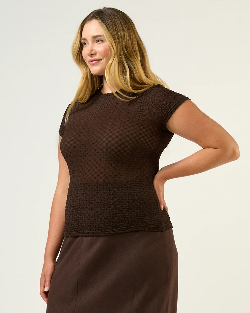 Estelle Plus Naomi Textured Mesh Top
